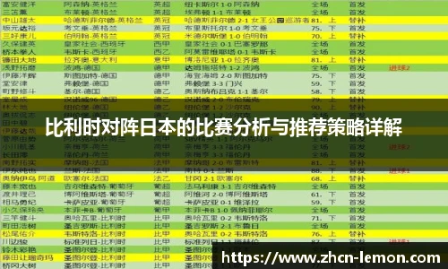 比利时对阵日本的比赛分析与推荐策略详解